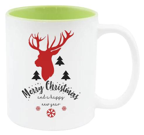 Weihnachtstasse - grünes Reh