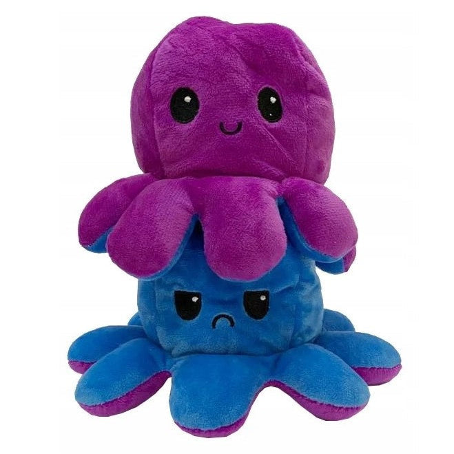 Oktopus-Plüschmaskottchen, zweifarbig lila und blau