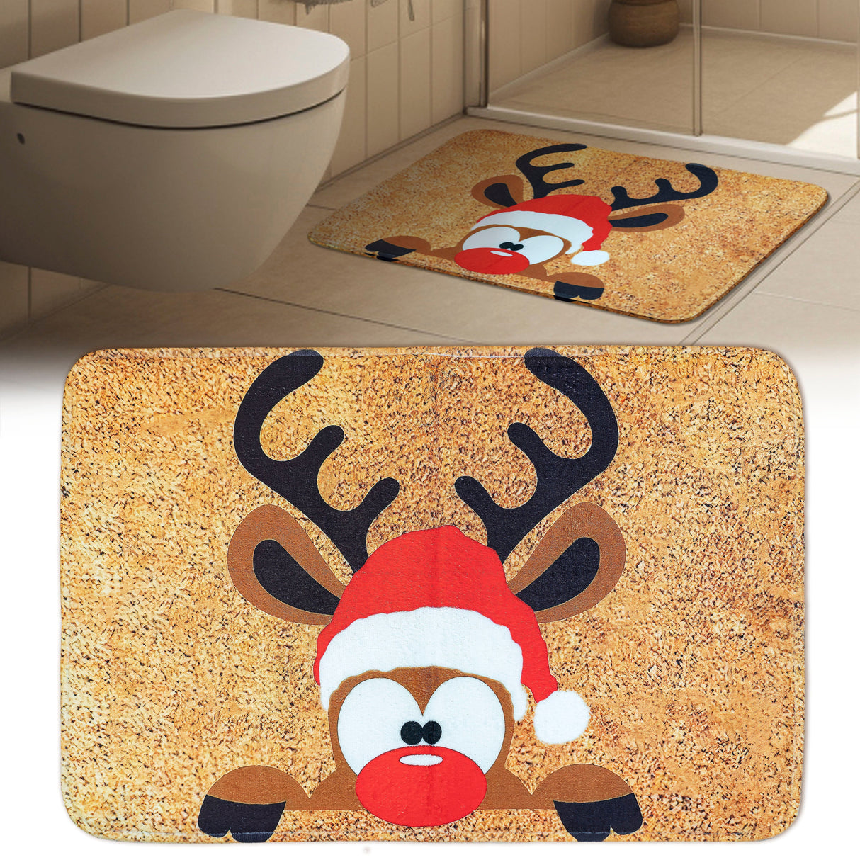 Weihnachts-Rentier-Badezimmerteppich