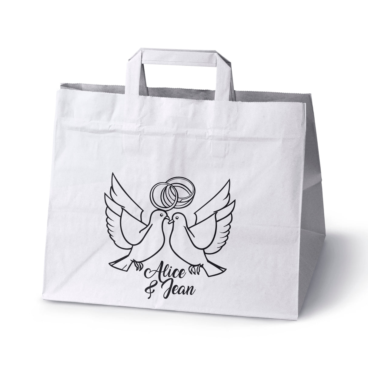 Hochzeitspapiertüten 50 Stück Weiß 320x220x245mm Taube NAMEN