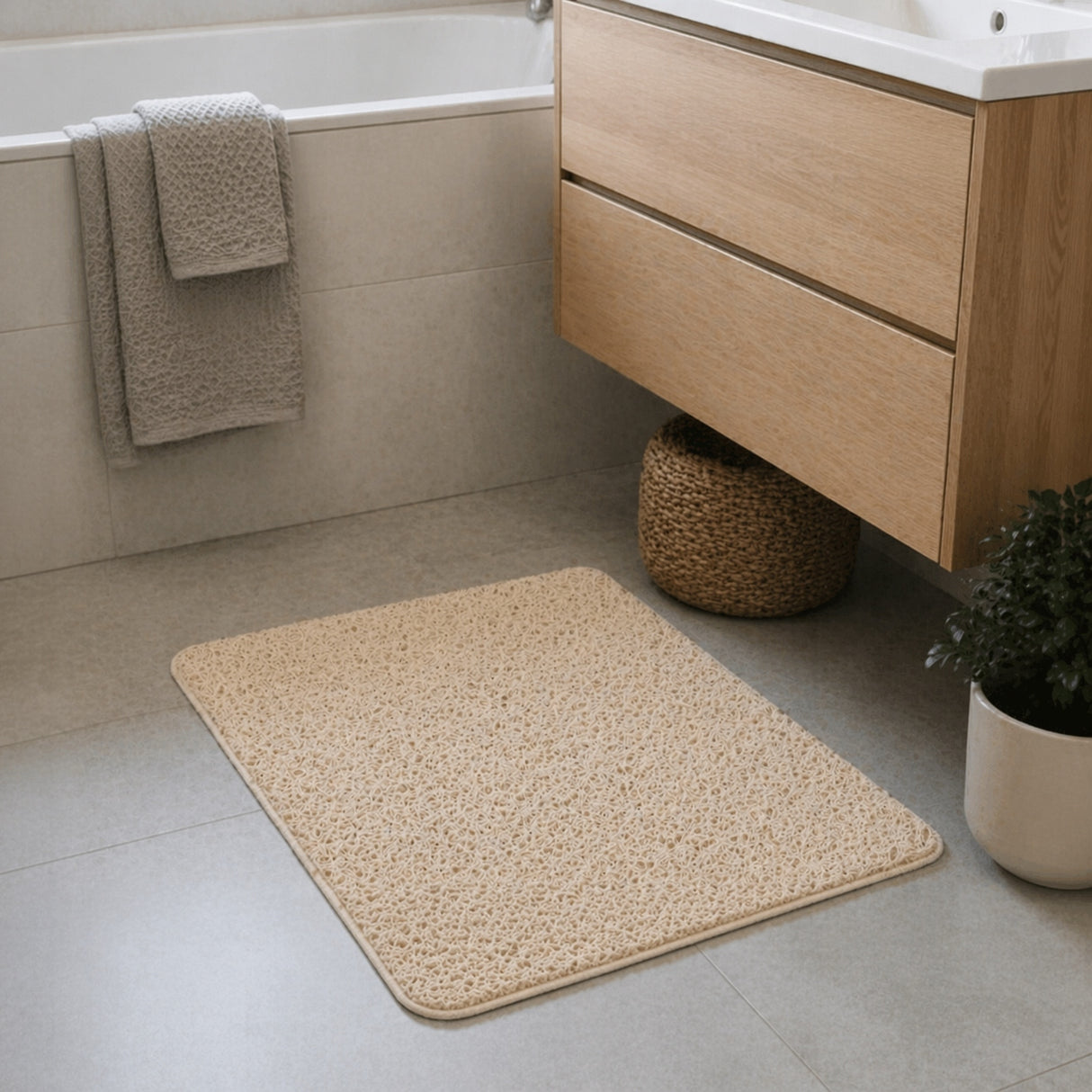 Anti-Rutsch-Badematte Beige PVC 60x40 cm