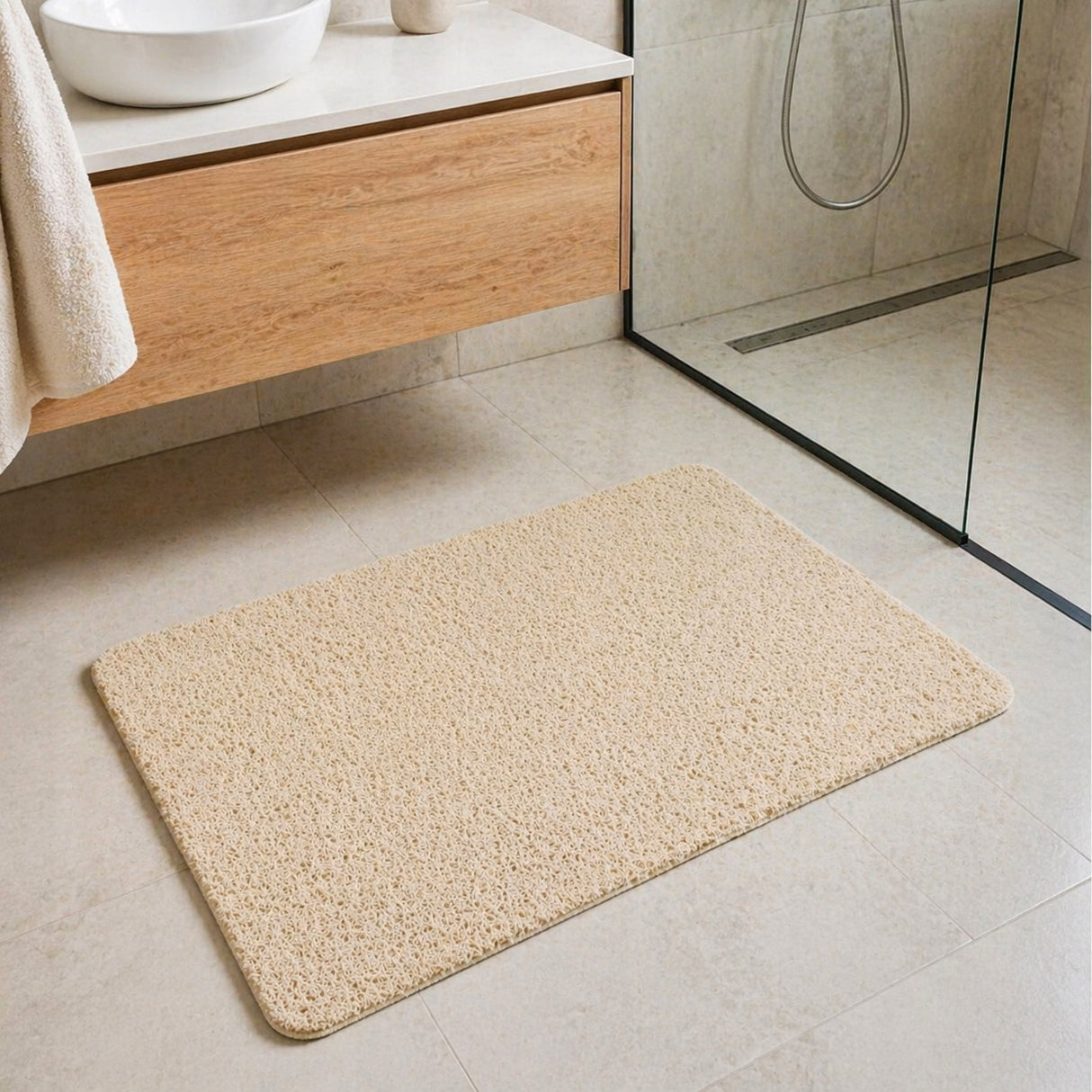Anti-Rutsch-Badematte Beige PVC 60x40 cm
