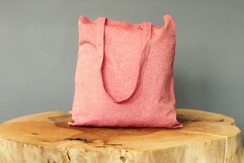 Baumwolltasche - ROT RECYCLING- 380x420mm Henkel: 70cm