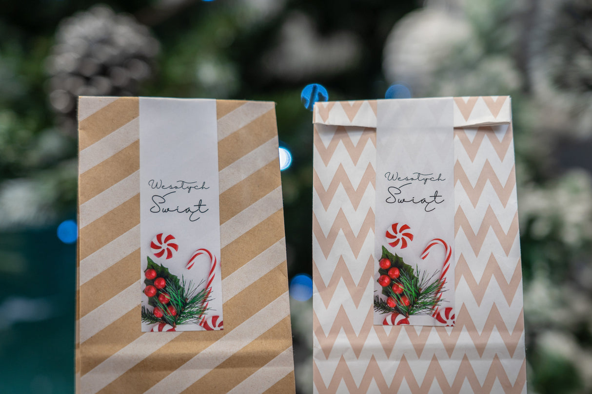 Große Weihnachtsaufkleber für Geschenke BLATT MIX