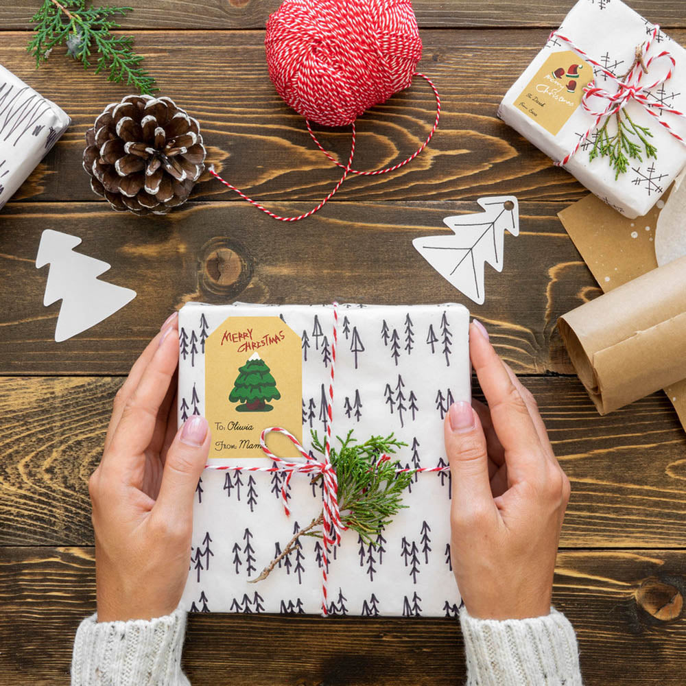 Weihnachtsgeschenkaufkleber - Tischkarten