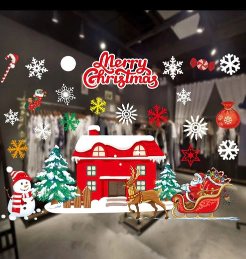 Weihnachtsaufkleber FÜR FENSTER Fensterdekoration 35x50 cm WINTERWALD