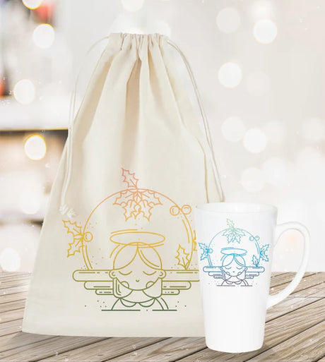 Weihnachtsset Baumwollsäcke + Becher Engel