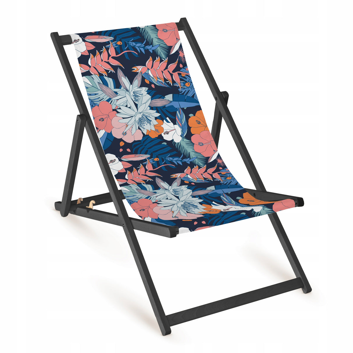 Holz-Liegestühle Fullprint mit schwarzem Gestell