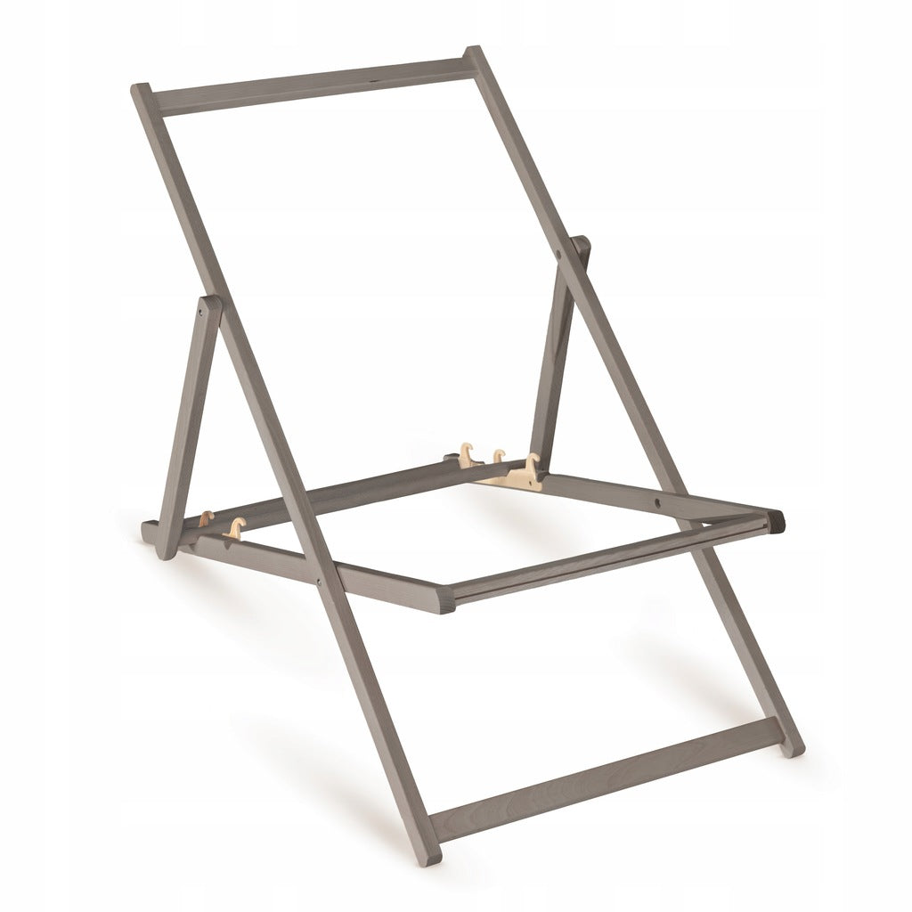 Holz-Liegestuhl Eko Fullprint mit grauem Gestell