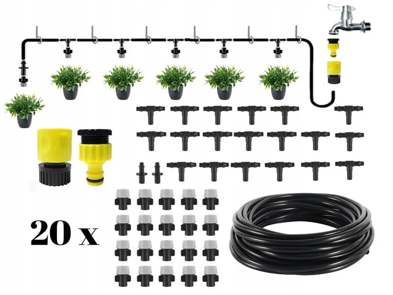 20 m Wassernebelschlauch zur Pflanzenbewässerung