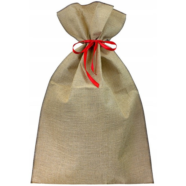 Jutebeutel 150x200mm, naturfarben mit marineblauer Paspel, Weihnachtsbeutel