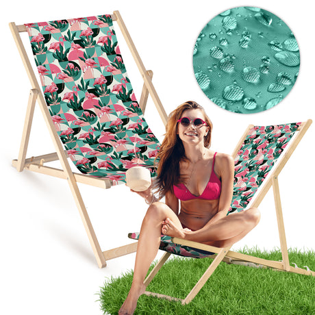Holz-Liegestühle Flamingos