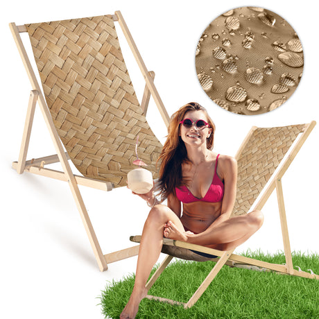 Holz-Liegestühle Geflecht