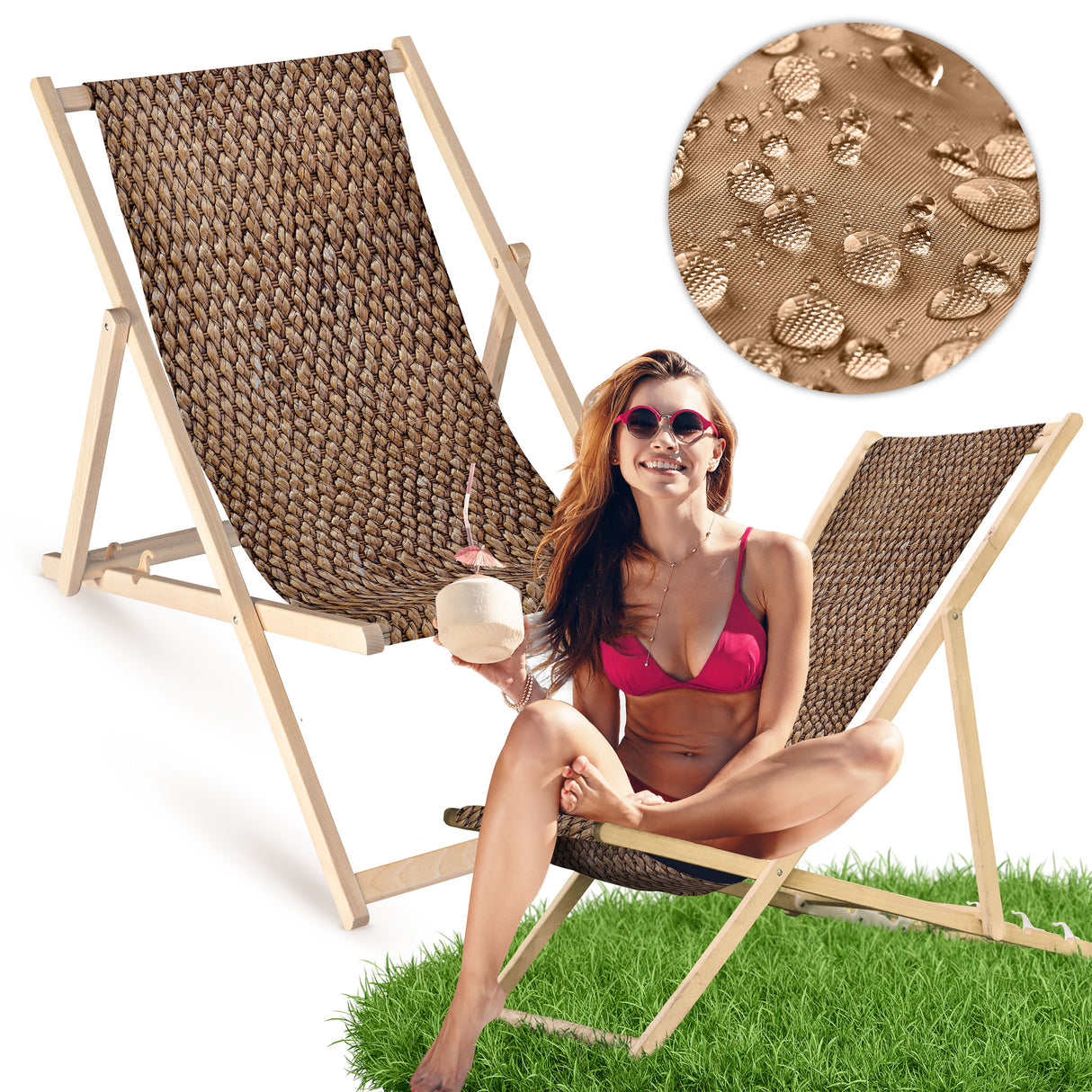 Holz-Liegestühle Korbweide