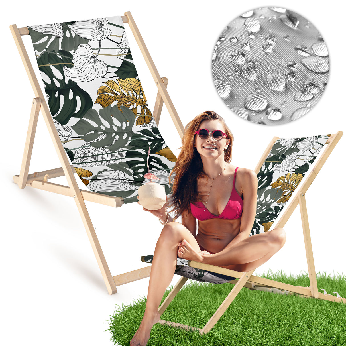 Holz-Liegestühle Graue Blumen