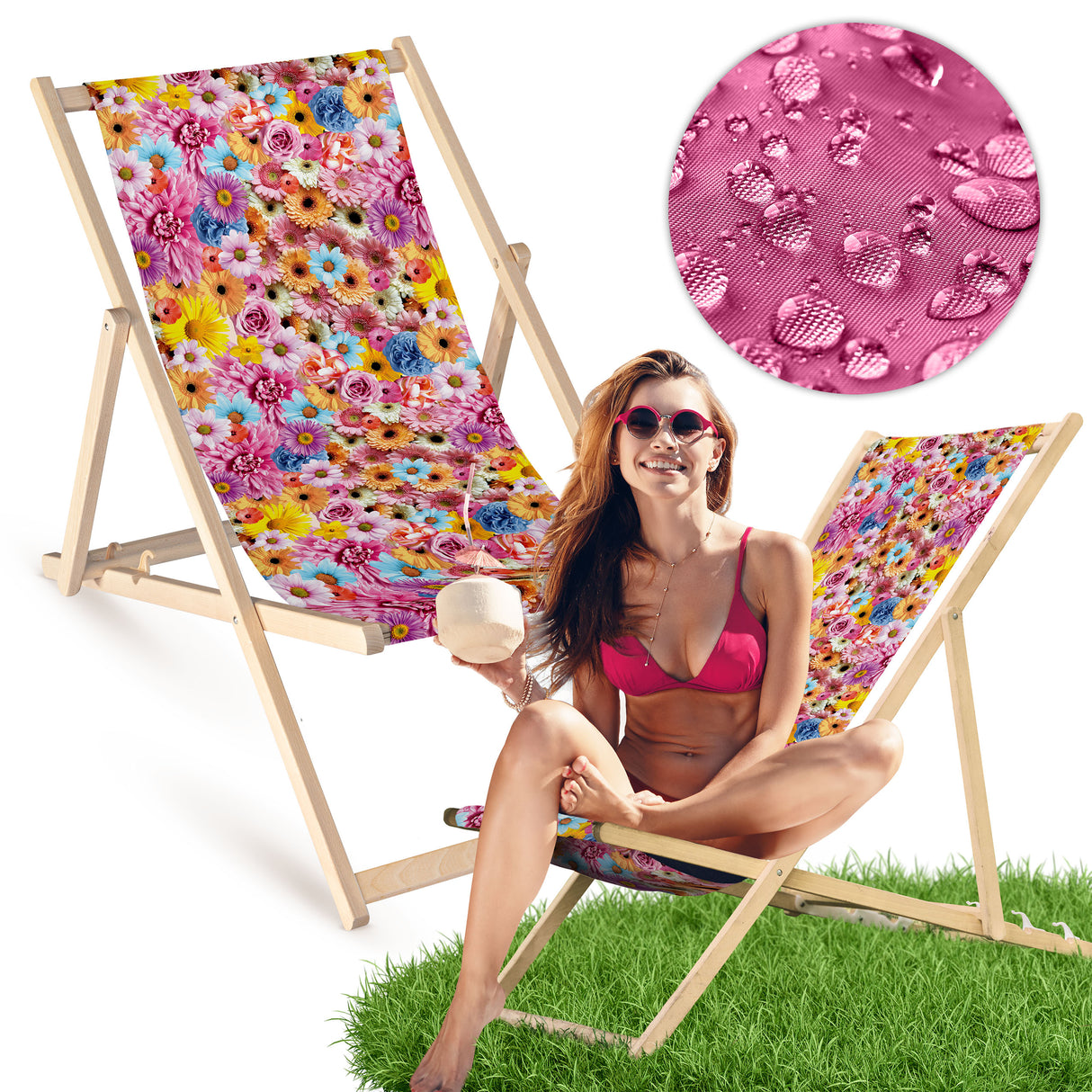 Holz-Liegestühle Vergissmeinnicht