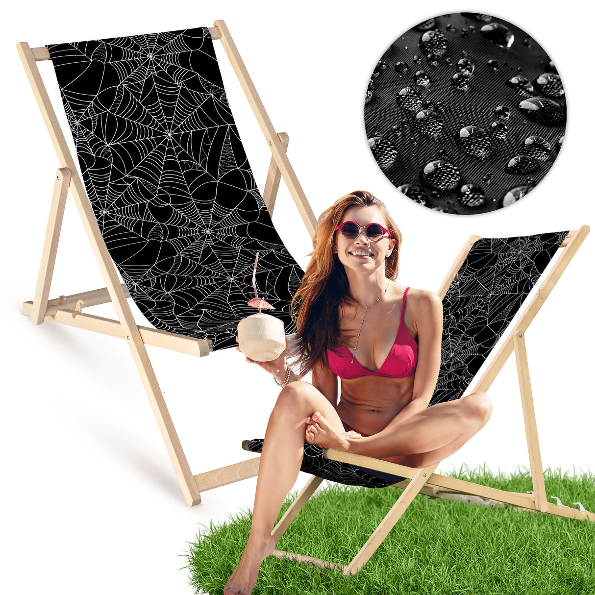 Holz-Liegestühle Spinnennetz