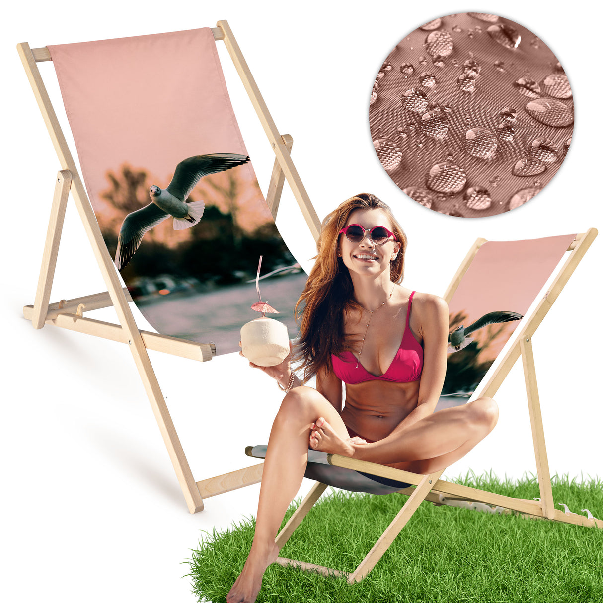 Holz-Liegestühle Möwe