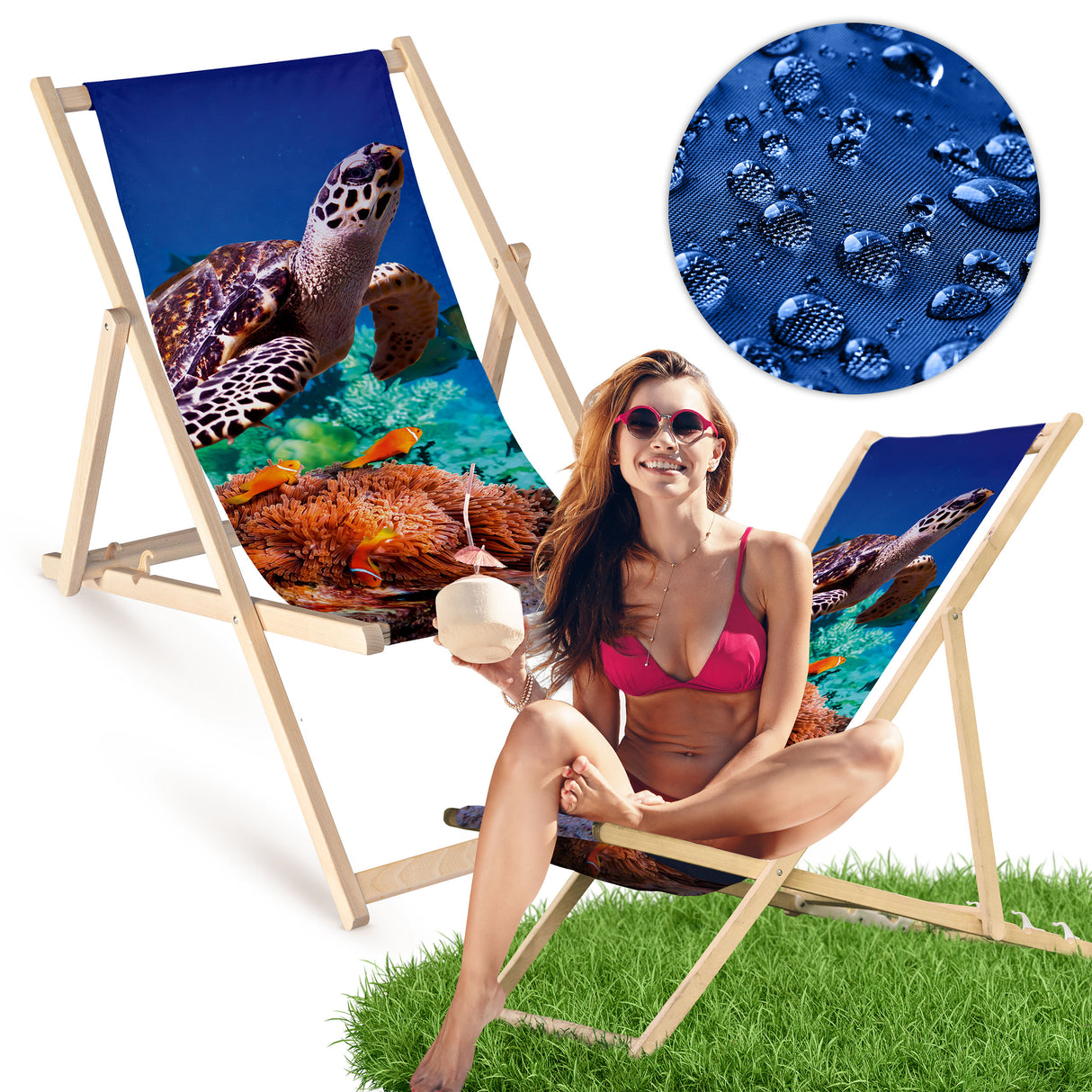 Holz-Liegestühle Schildkröte