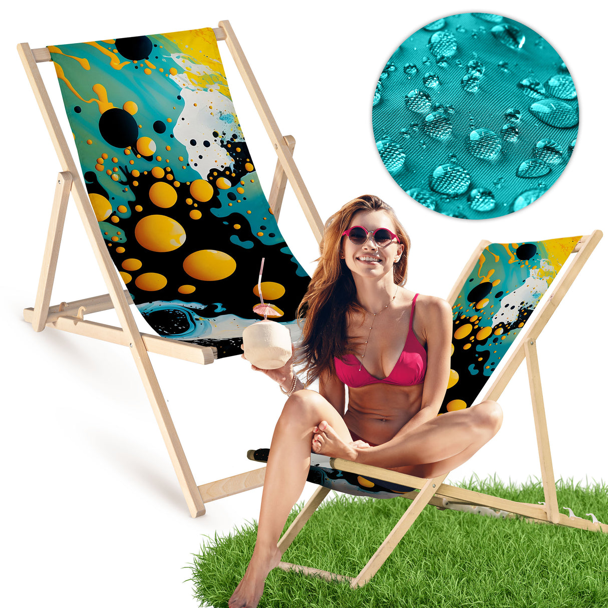 Holz-Liegestühle Gelbe Blasen