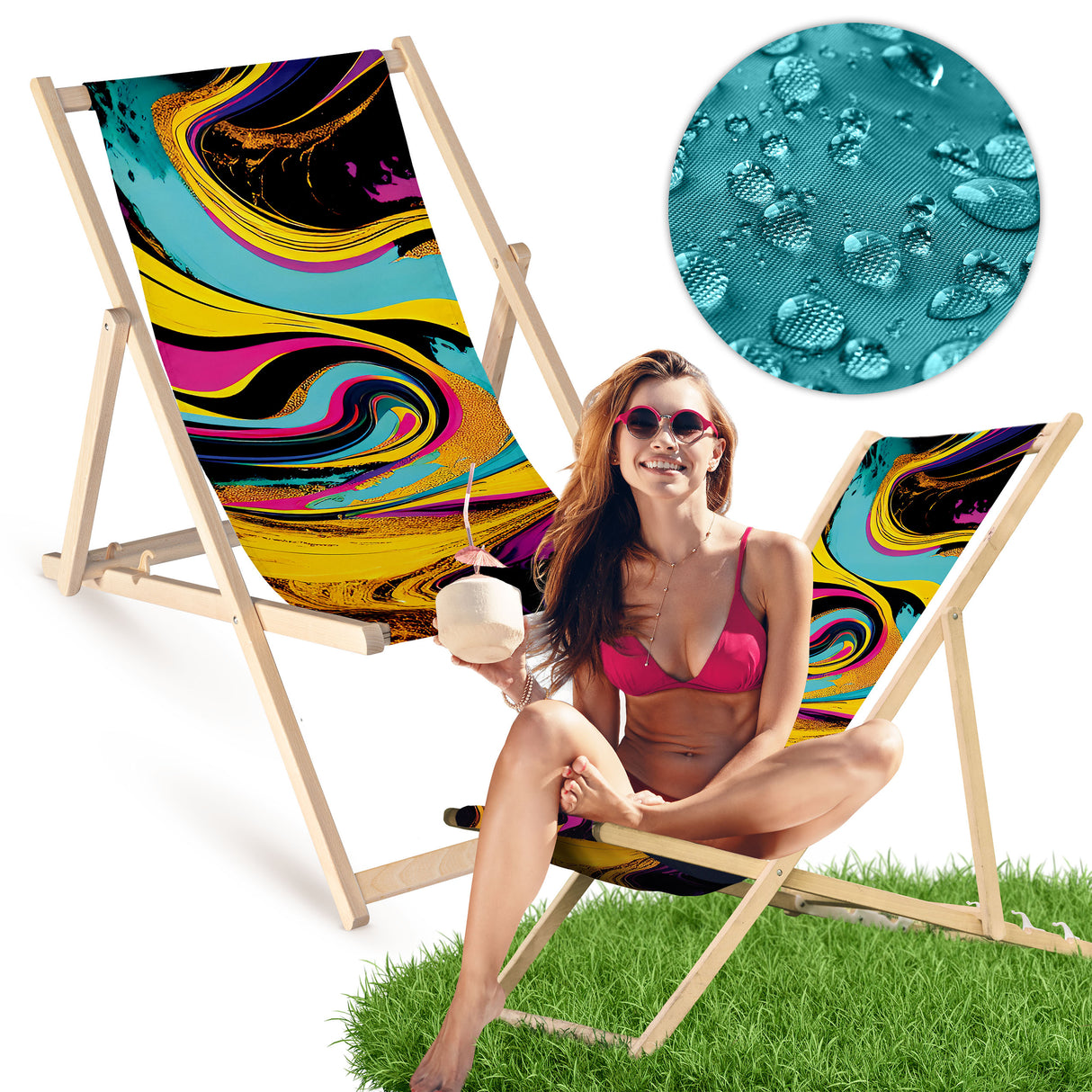 Holz-Liegestühle Fließende Farben