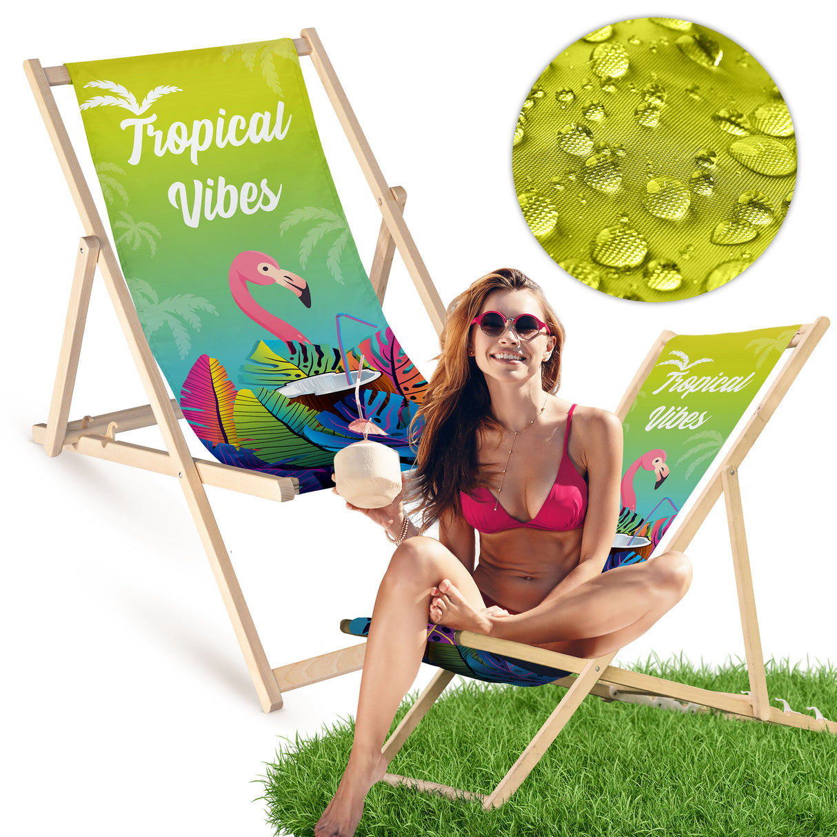 Holz-Liegestühle Tropical Vibes