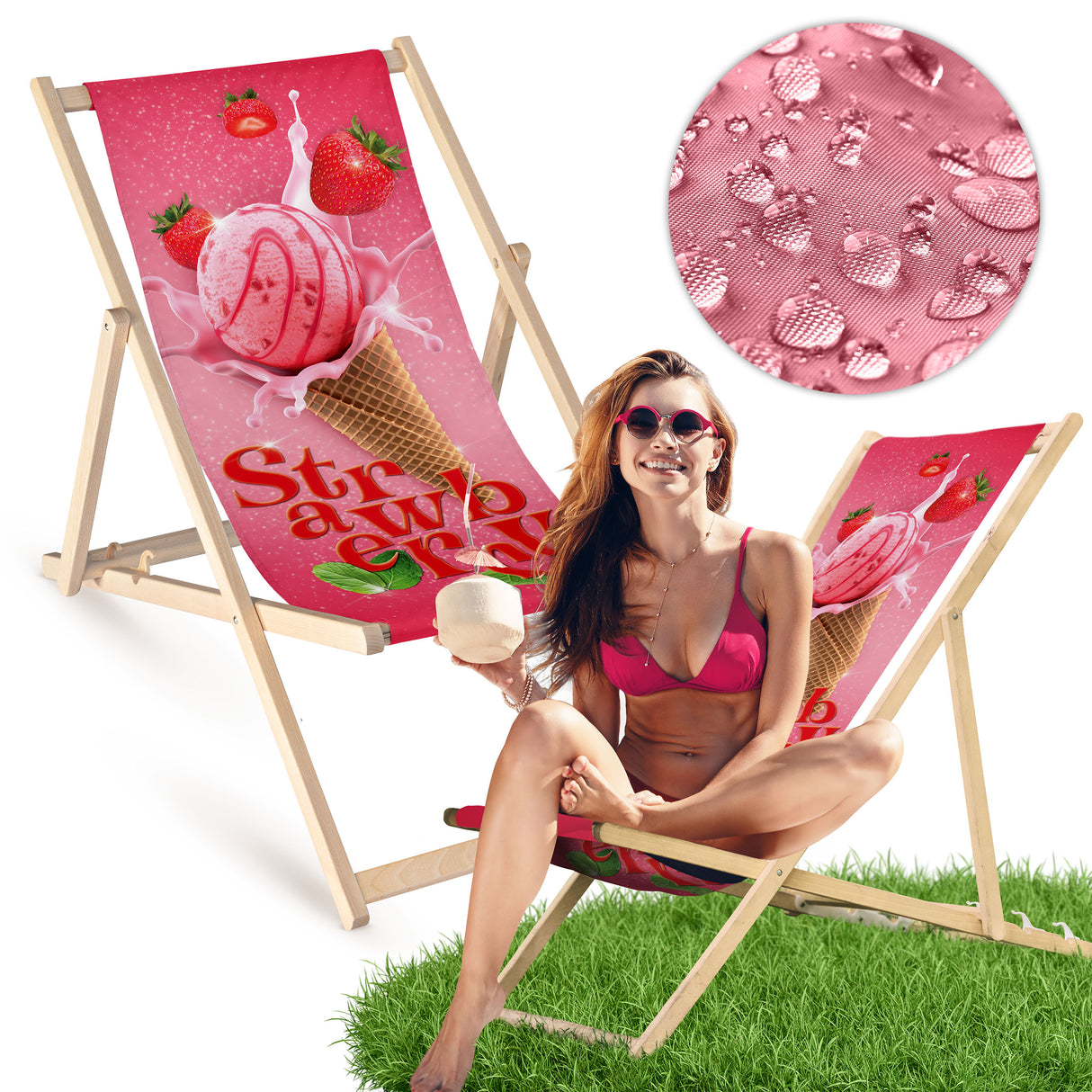 Holz-Liegestühle Erdbeereis