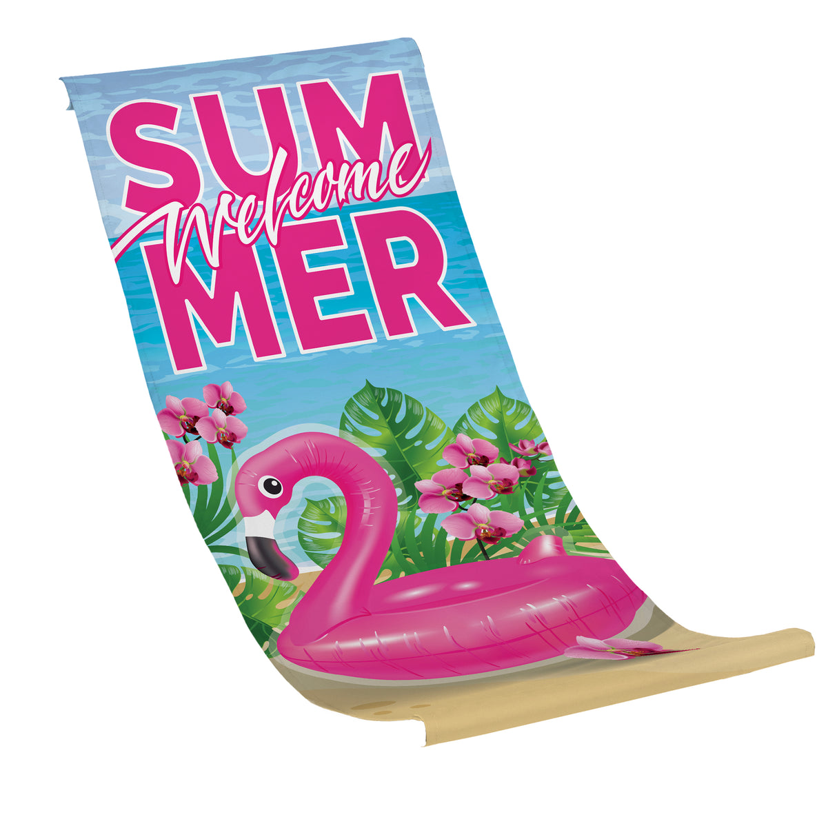 Liegestuhlbezug WELCOME SUMMER FLAMINGO