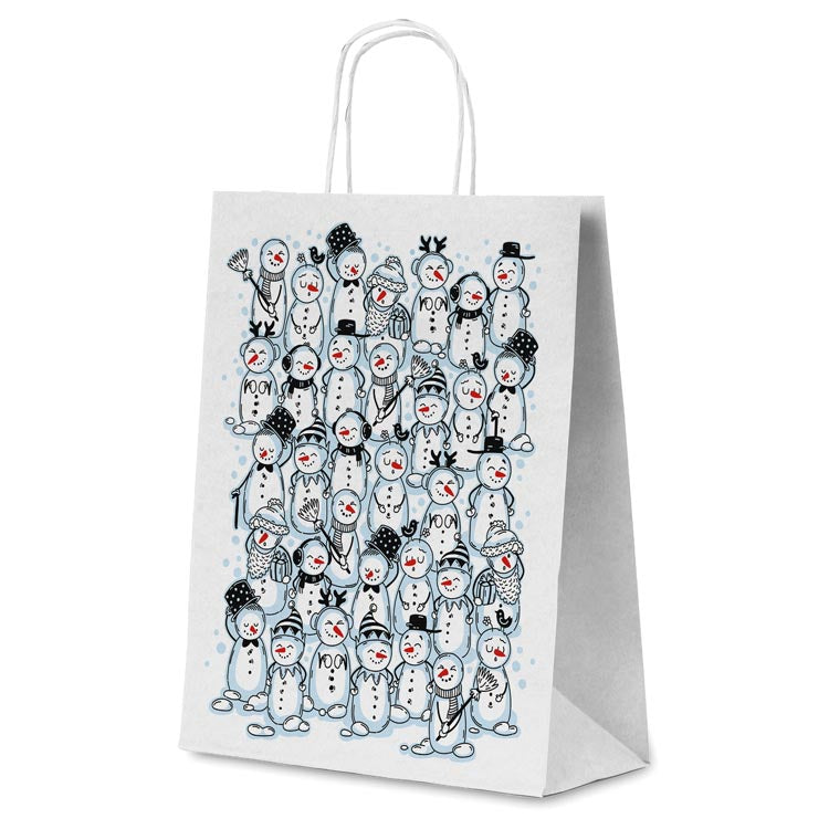 3xWeihnachtliche Papiertüte Weihnachtsmann/ Rentier/Schneemann SET