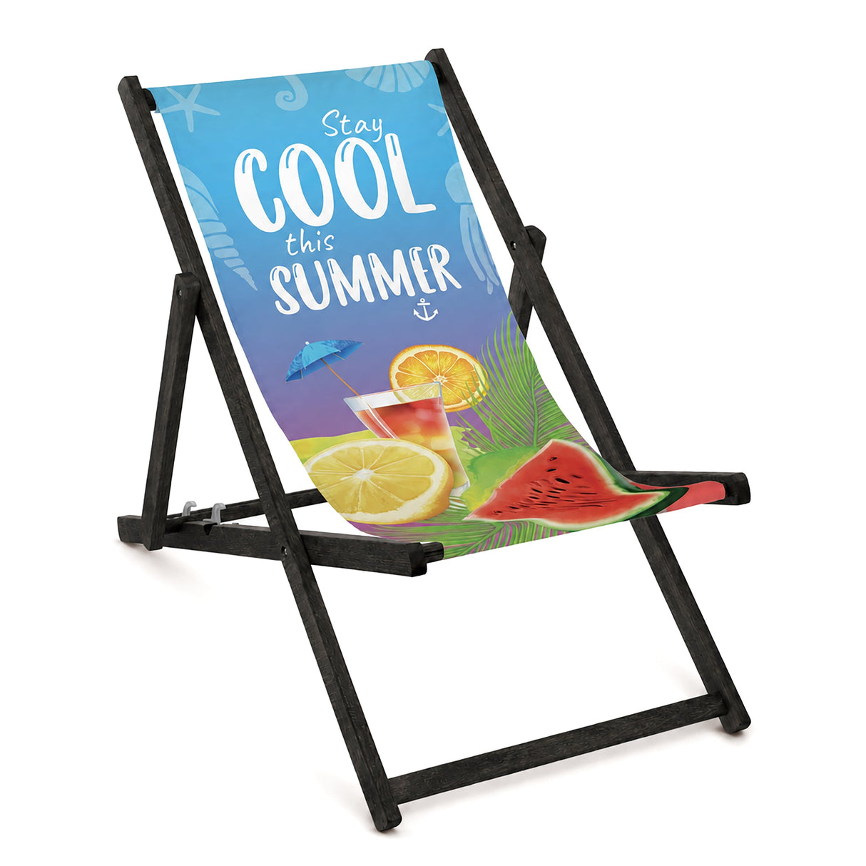 Holzliegestuhl COOL SUMMER - schwarzes Gestell geölt PREMIUM