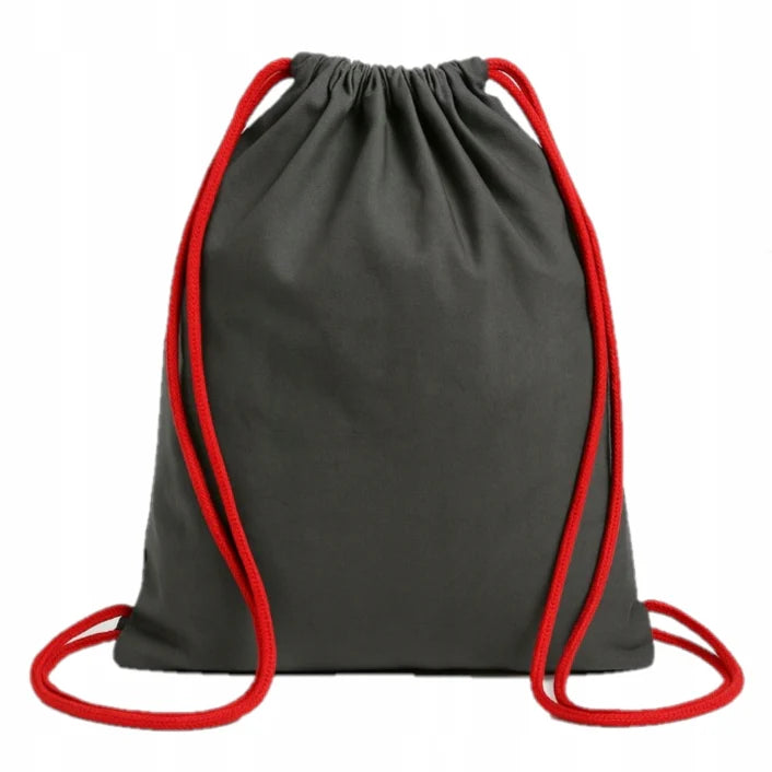 Baumwoll-Rucksack Grau mit roter Kordel 37x41 cm 220g