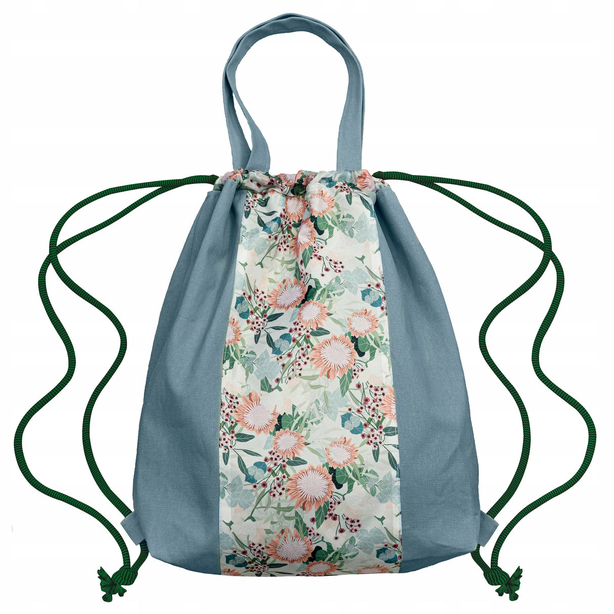 Baumwoll-Rucksack Blau 38x42 cm Blumen