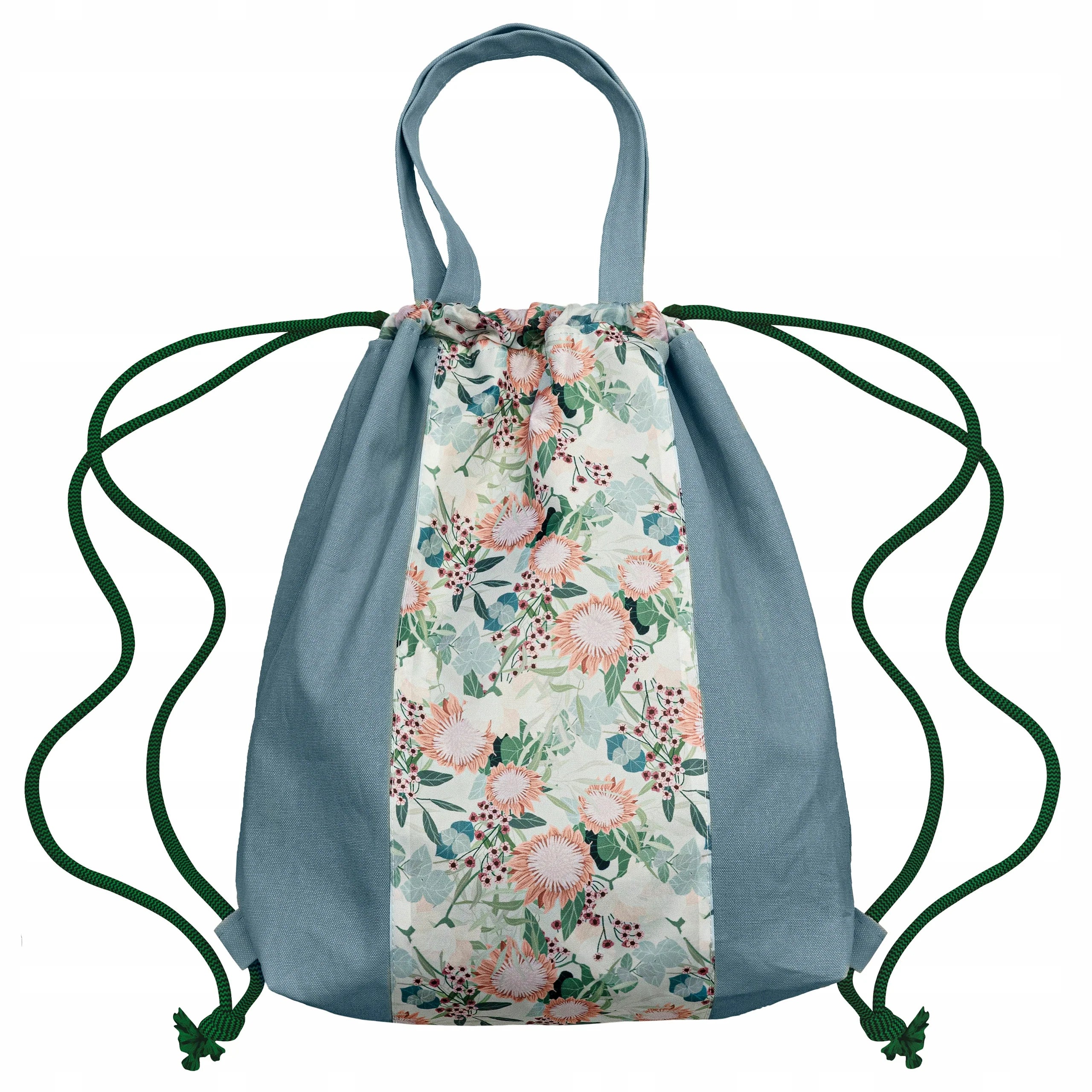 Baumwoll-Rucksack Blau 38x42 cm Blumen