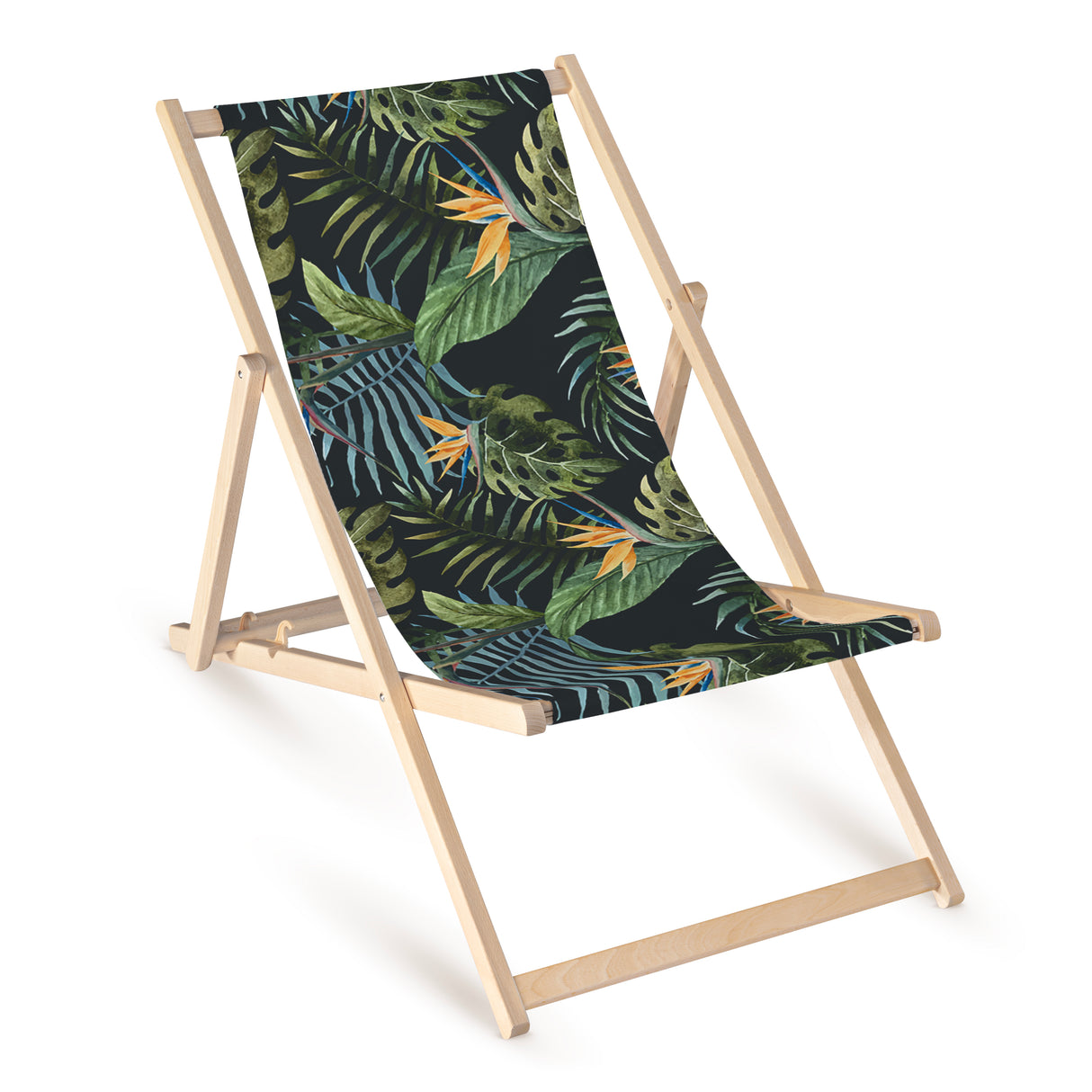 Holz-Liegestühle AQUARELL AUF SCHWARZEM HINTERGRUND