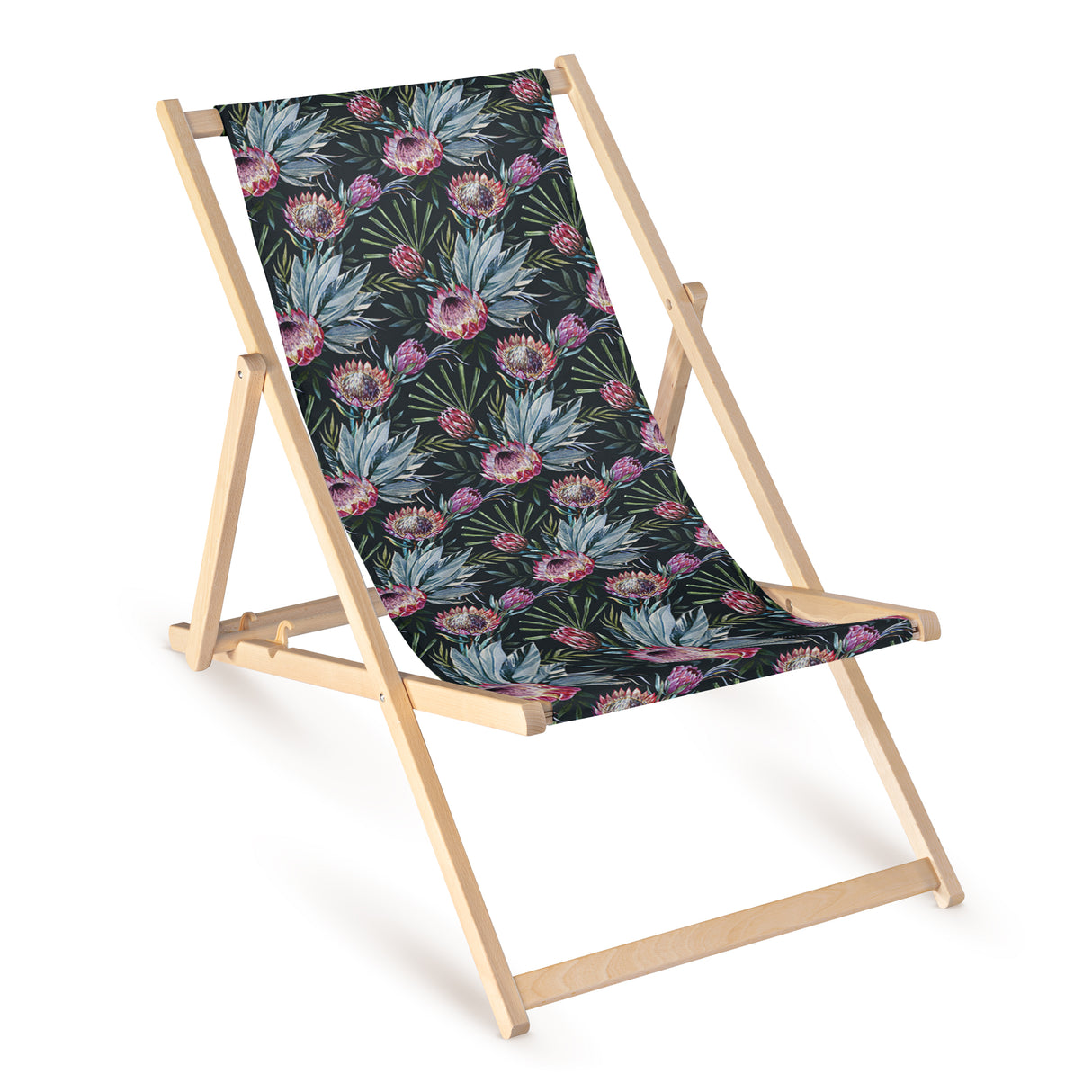 Holz-Liegestühle Blumen und Federn