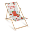 Liegestuhl aus Holz mit Strawberry Granita-Aufdruck