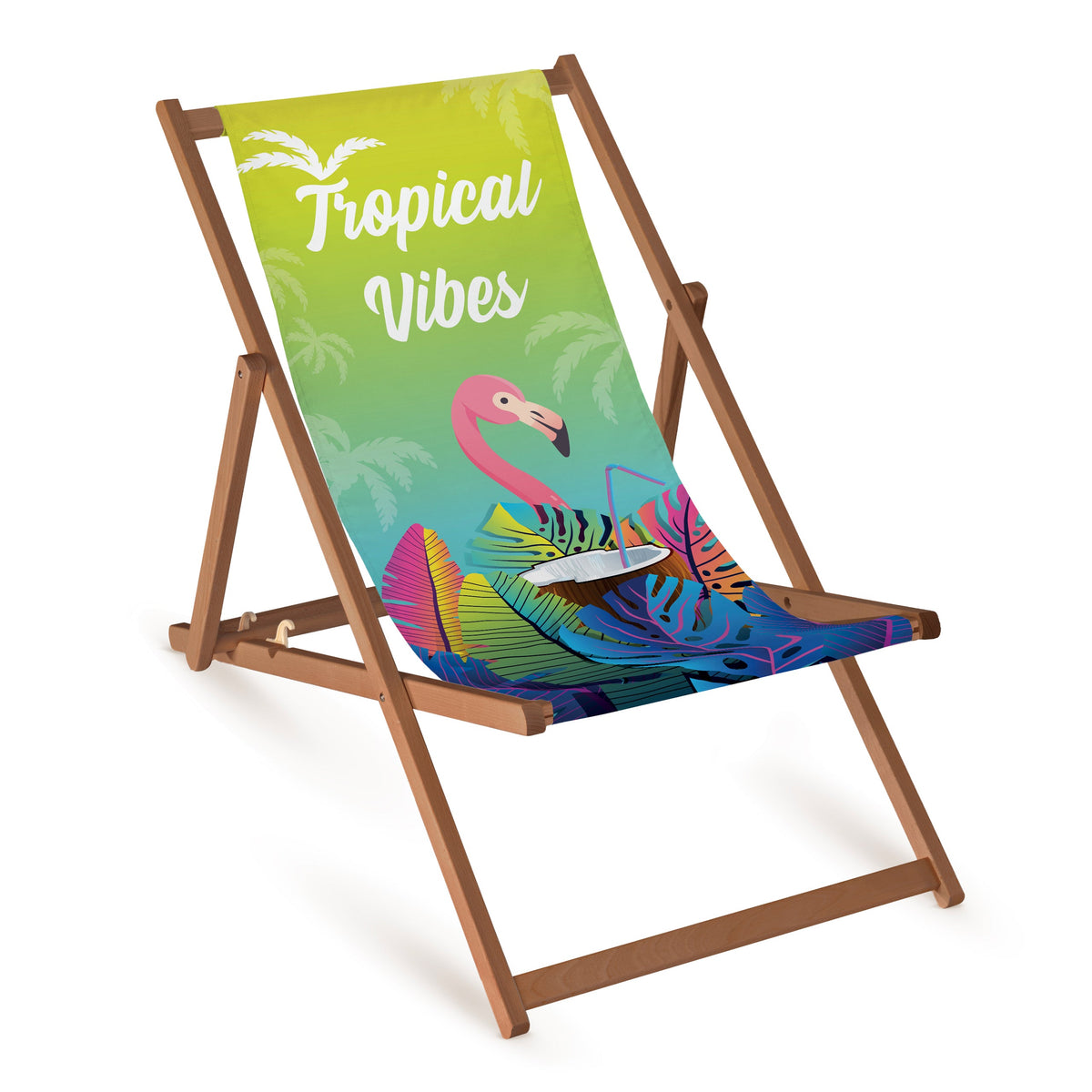 Liegestuhl TROPICAL VIBES aus Holz – Braunes Gestell