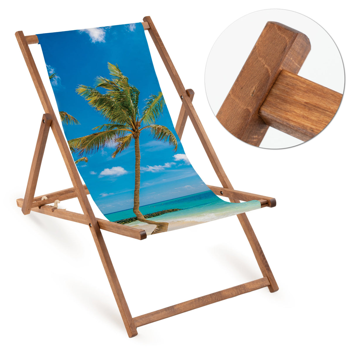 Liegestuhl PALMA aus Holz – braunes Gestell