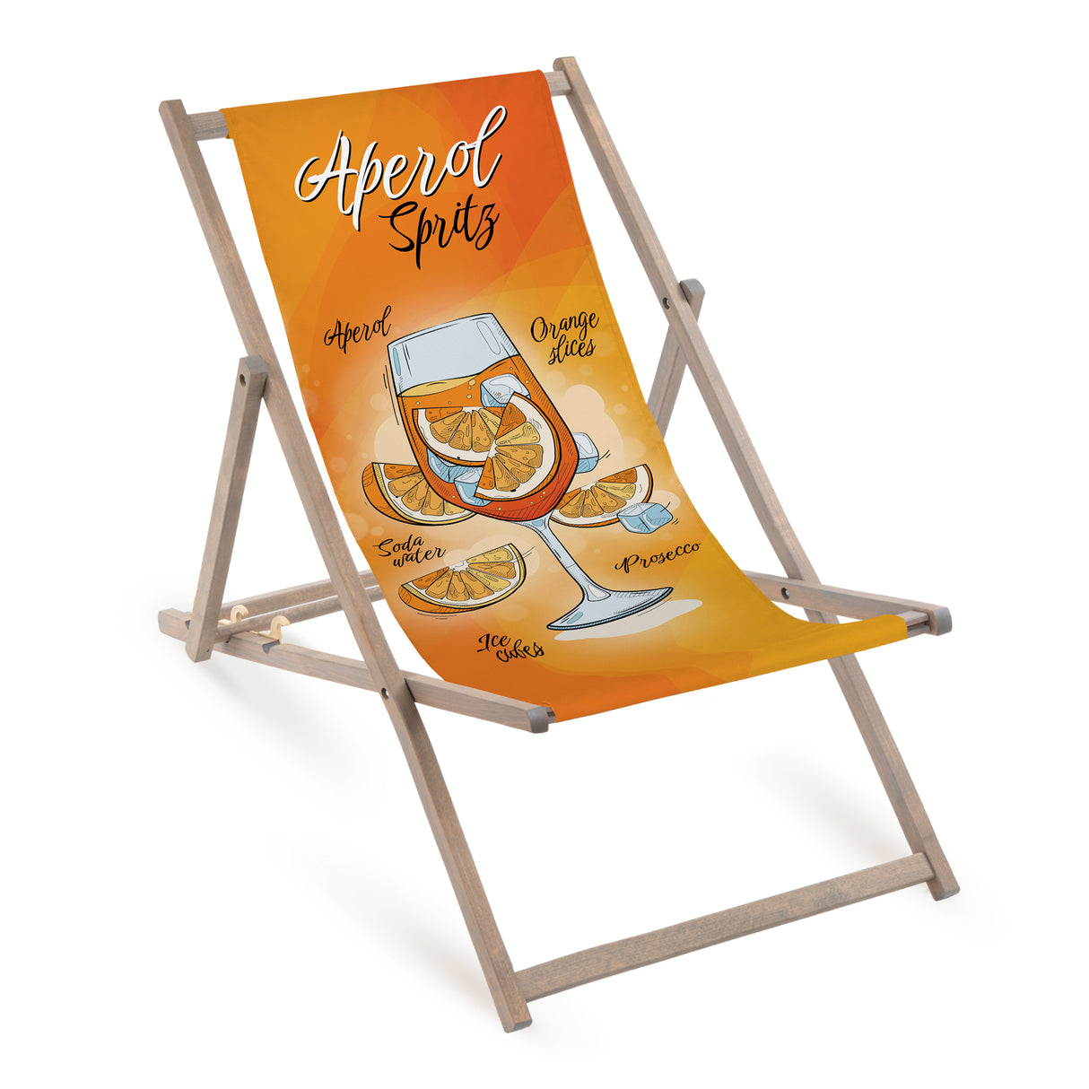 Holz-Liegestuhl Aloha Fullprint mit grauem Gestell