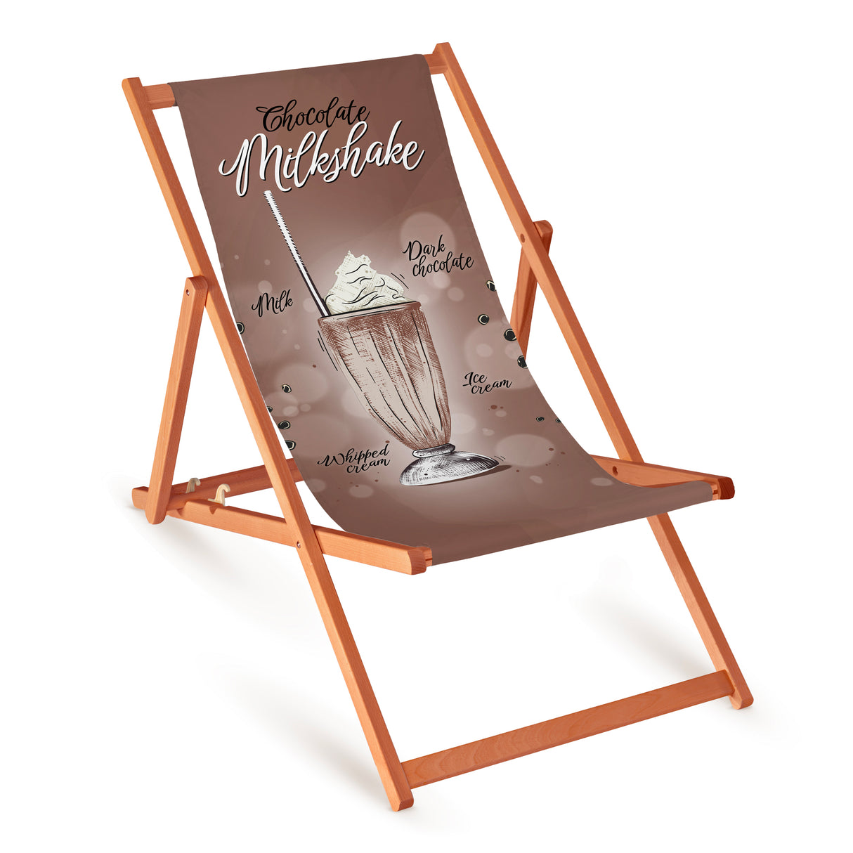 Holz-Liegestühle Chocolate Milkshake mit orangefarbenem Gestell