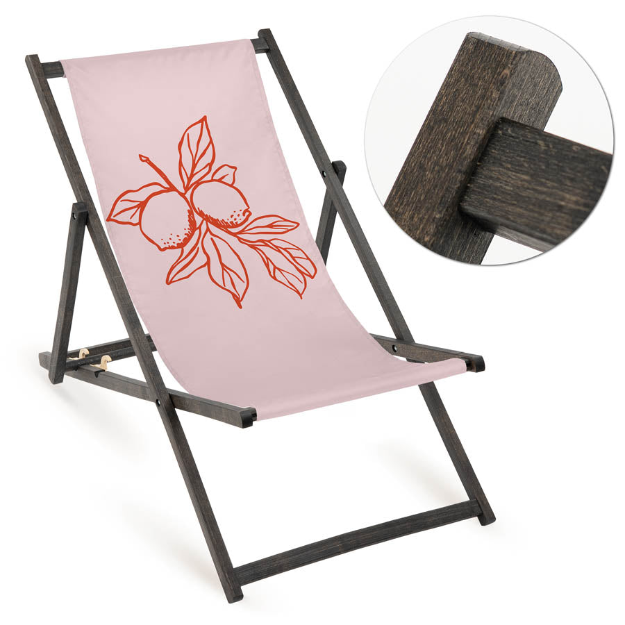 Holz-Liegestühle Lemon Red mit schwarzem Gestell