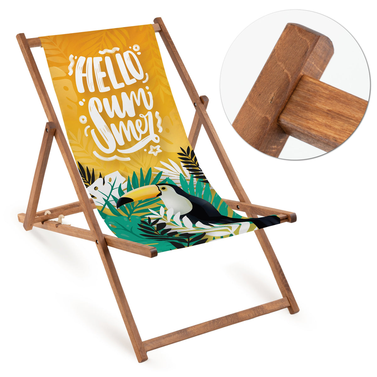 Liegestuhl HELLO SUMMER aus Holz – brauner Rahmen