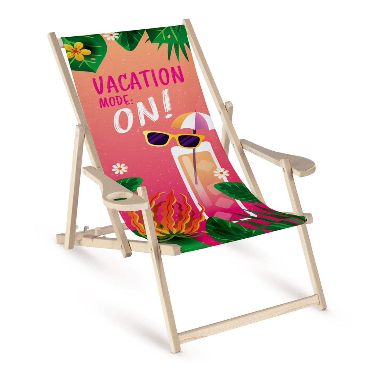 Holzliegestuhl mit Armlehne Vacation mode