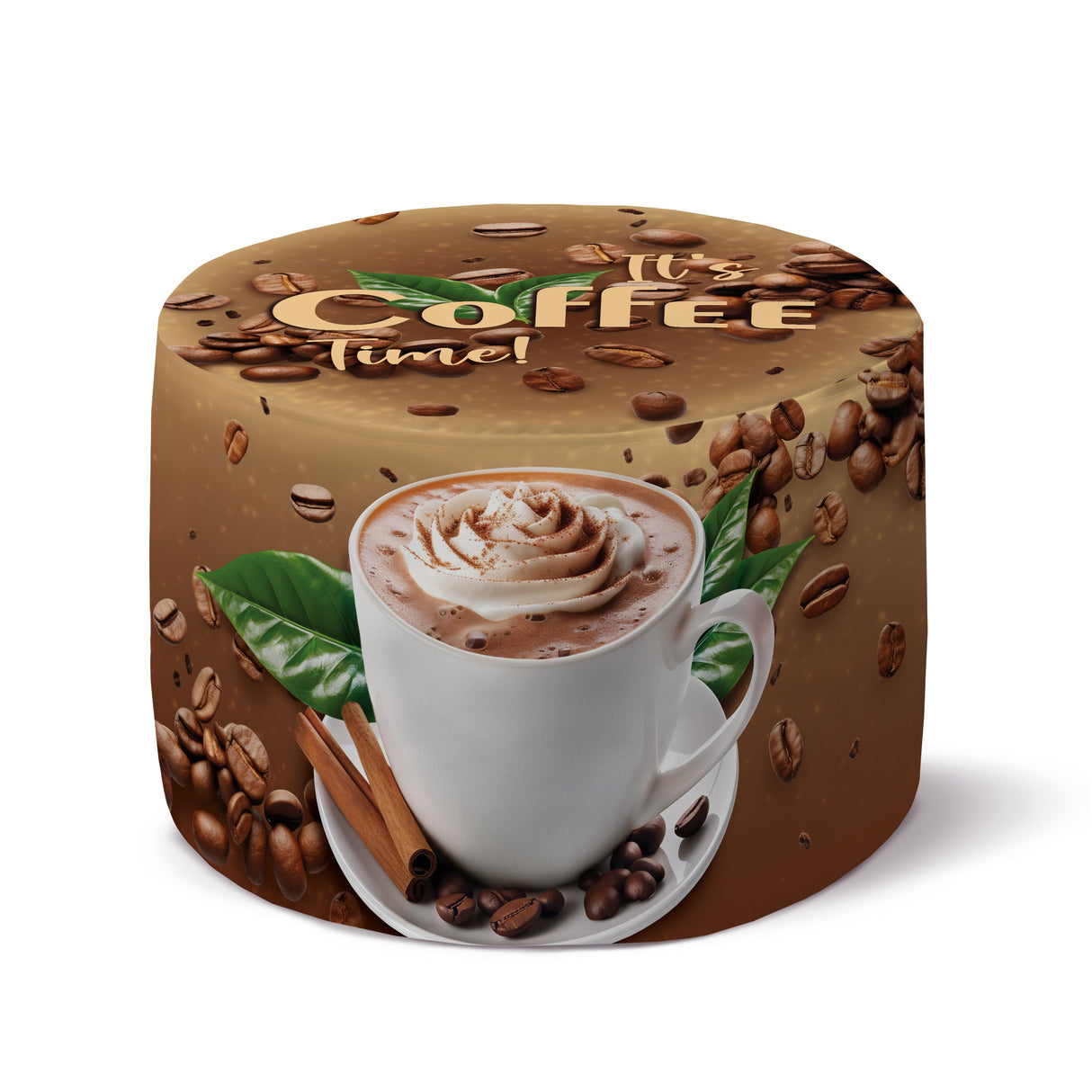 Runder Pouf-Fußhocker It's coffee time