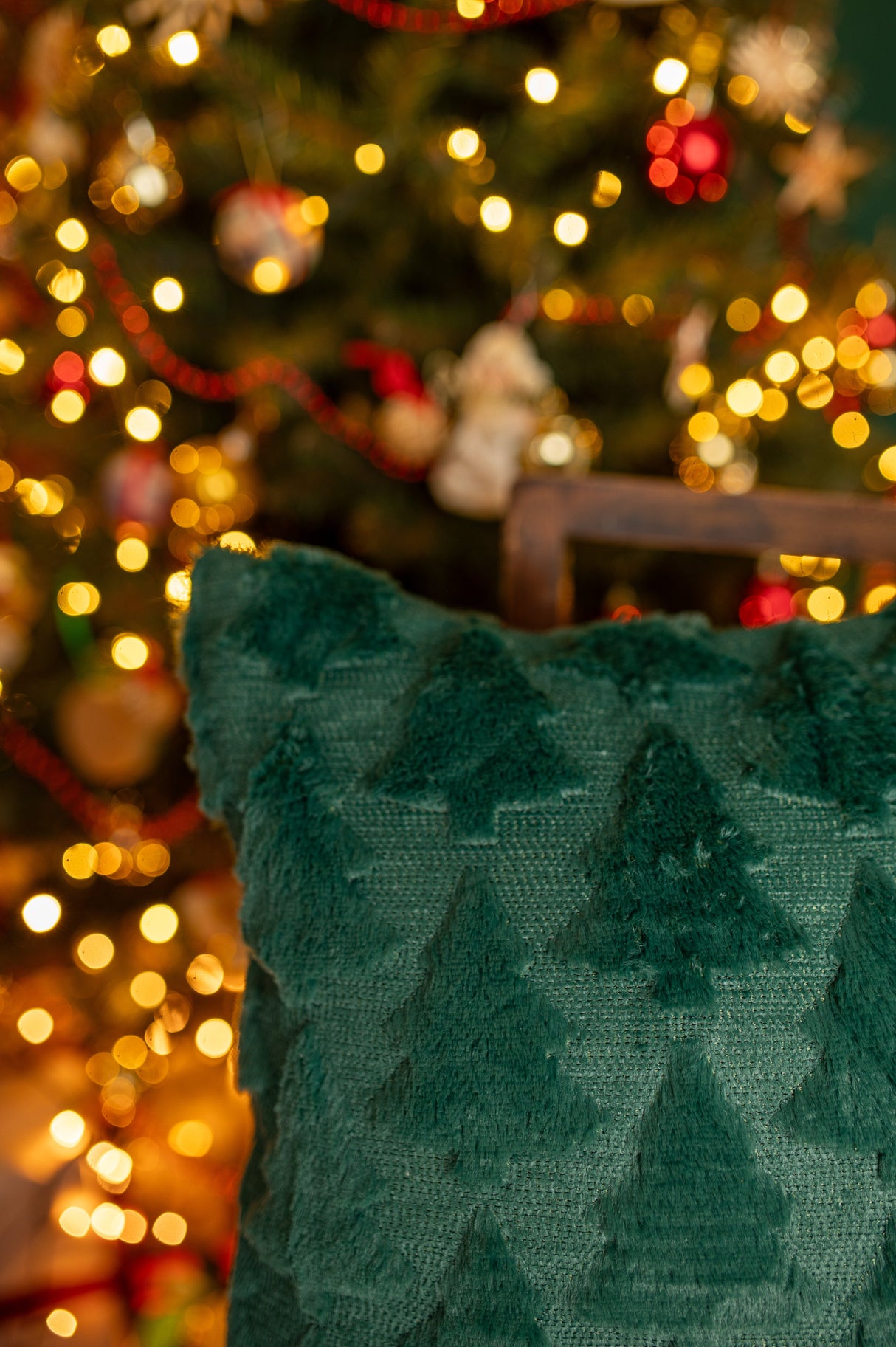 Plüschiges grünes Kissen 45x45cm