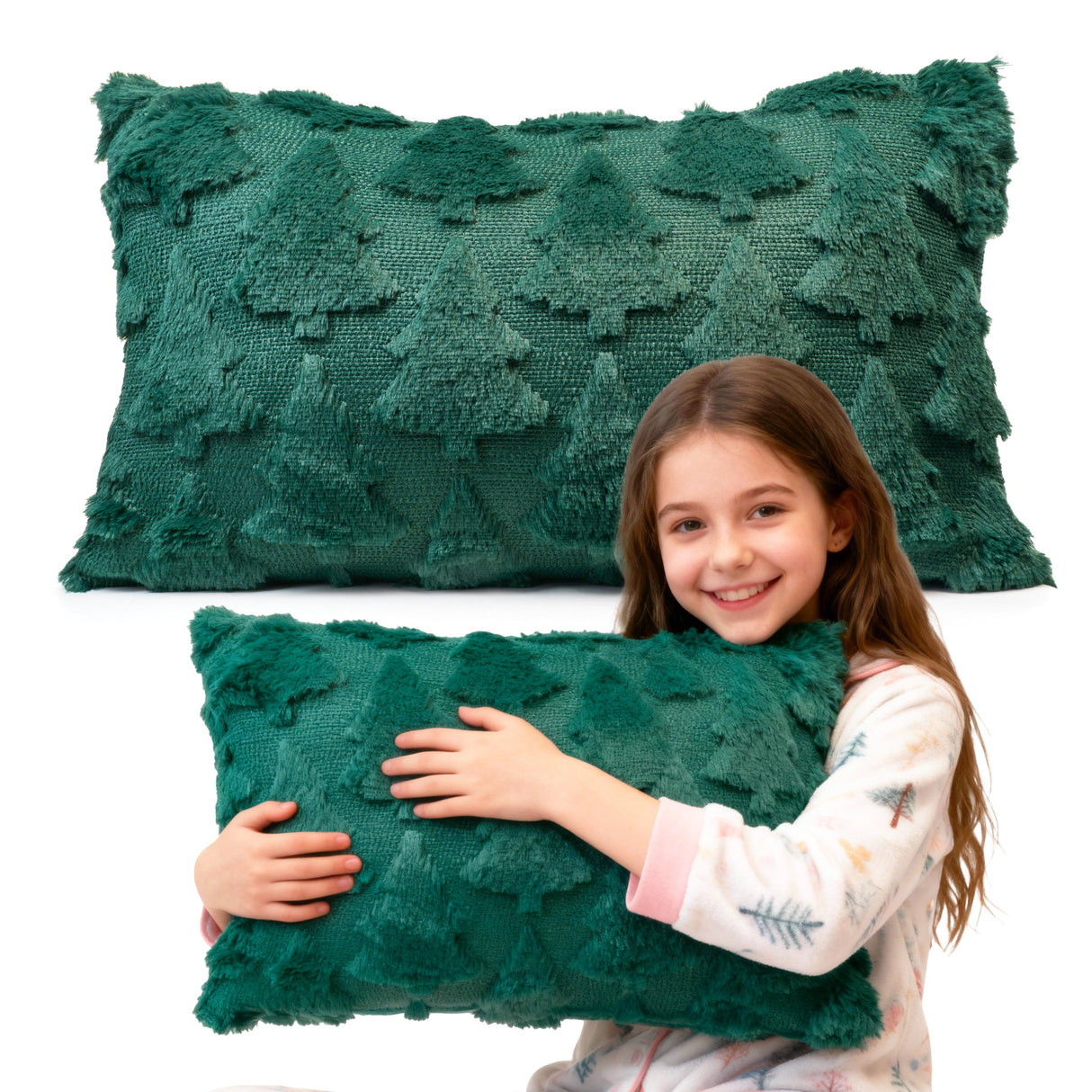 Plüschiges grünes Kissen 30x50cm