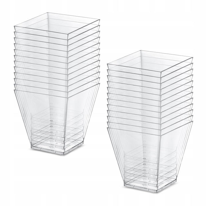 25 Stück Desserttassen 200ml Wiederverwendbare Dessertgläser Plastik +Teelöffel