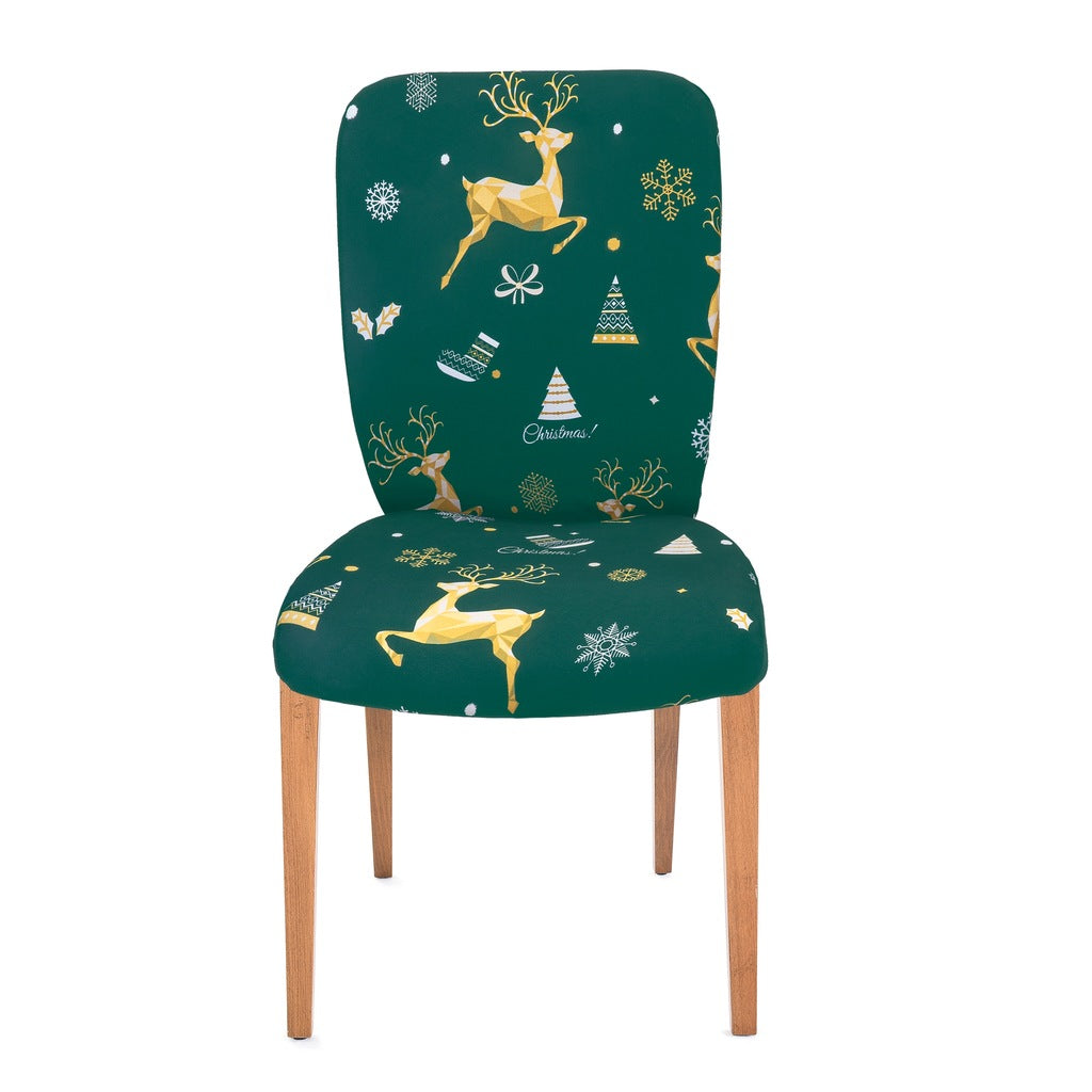 Stuhlhusse mit weihnachtlichem Rentier-Motiv, Grün