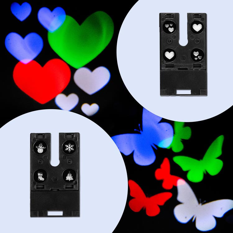 Schwarzer Weihnachtsprojektor mit 12 Dias – für Garten und Innenbereich