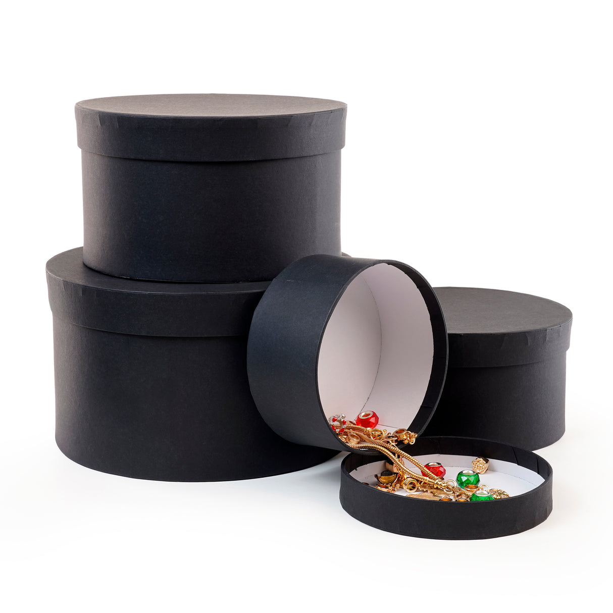 Set mit 4 schwarzen Geschenkboxen